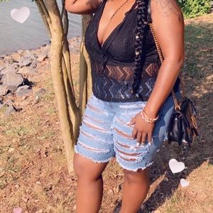 Plus Size Distressed Bermuda Shorts